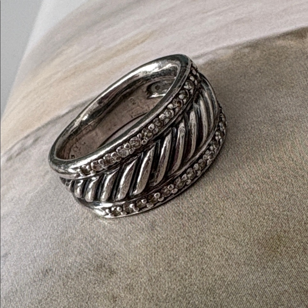 DAVID YURMAN STERLING SILVER AND DIAMOND RING